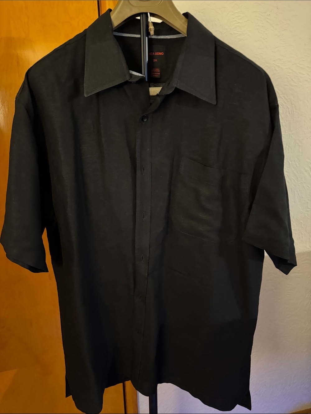 Linea Donatella Men's Short-Sleeve Button-Down Shirt in Black